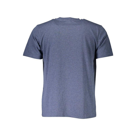 Classic Blue Cotton Tee with Logo Detail