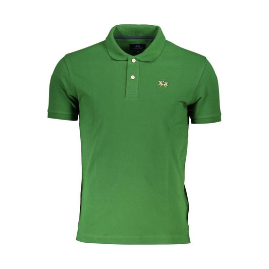 La Martina Elegant Slim Fit Green Polo With Contrasting Details La Martina