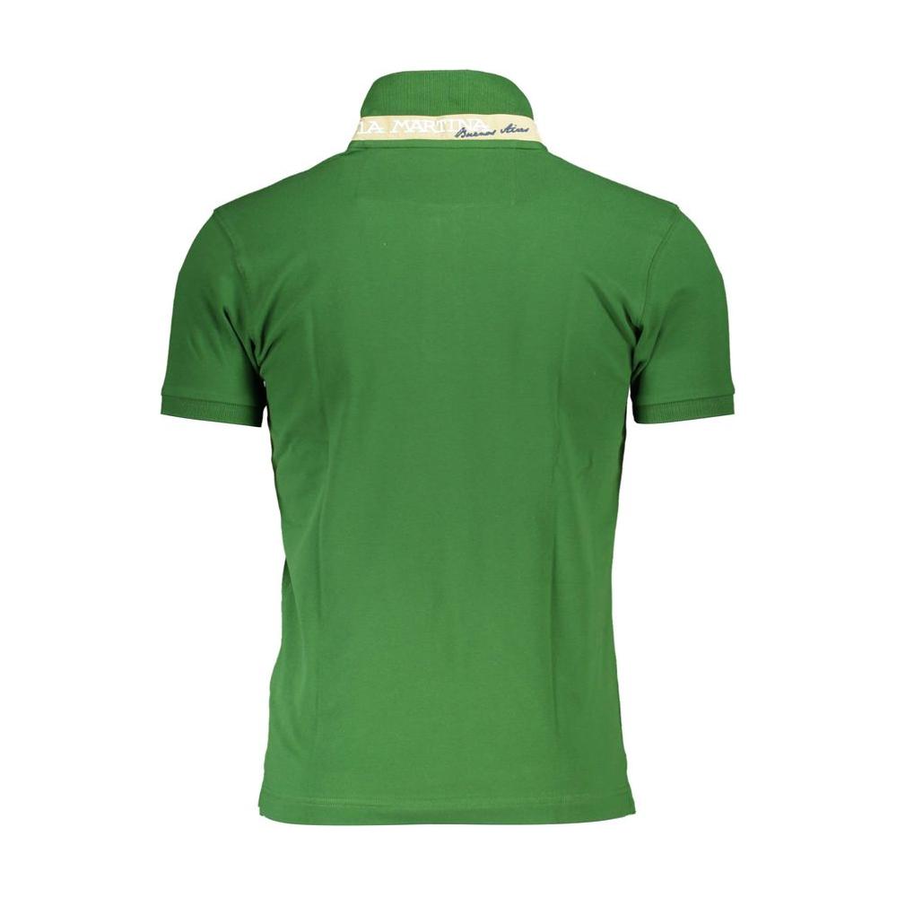 Elegant Slim Fit Green Polo With Contrasting Details