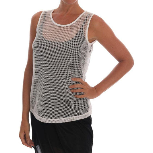 Dolce & Gabbana White Net Tank Transparent Top Dolce & Gabbana