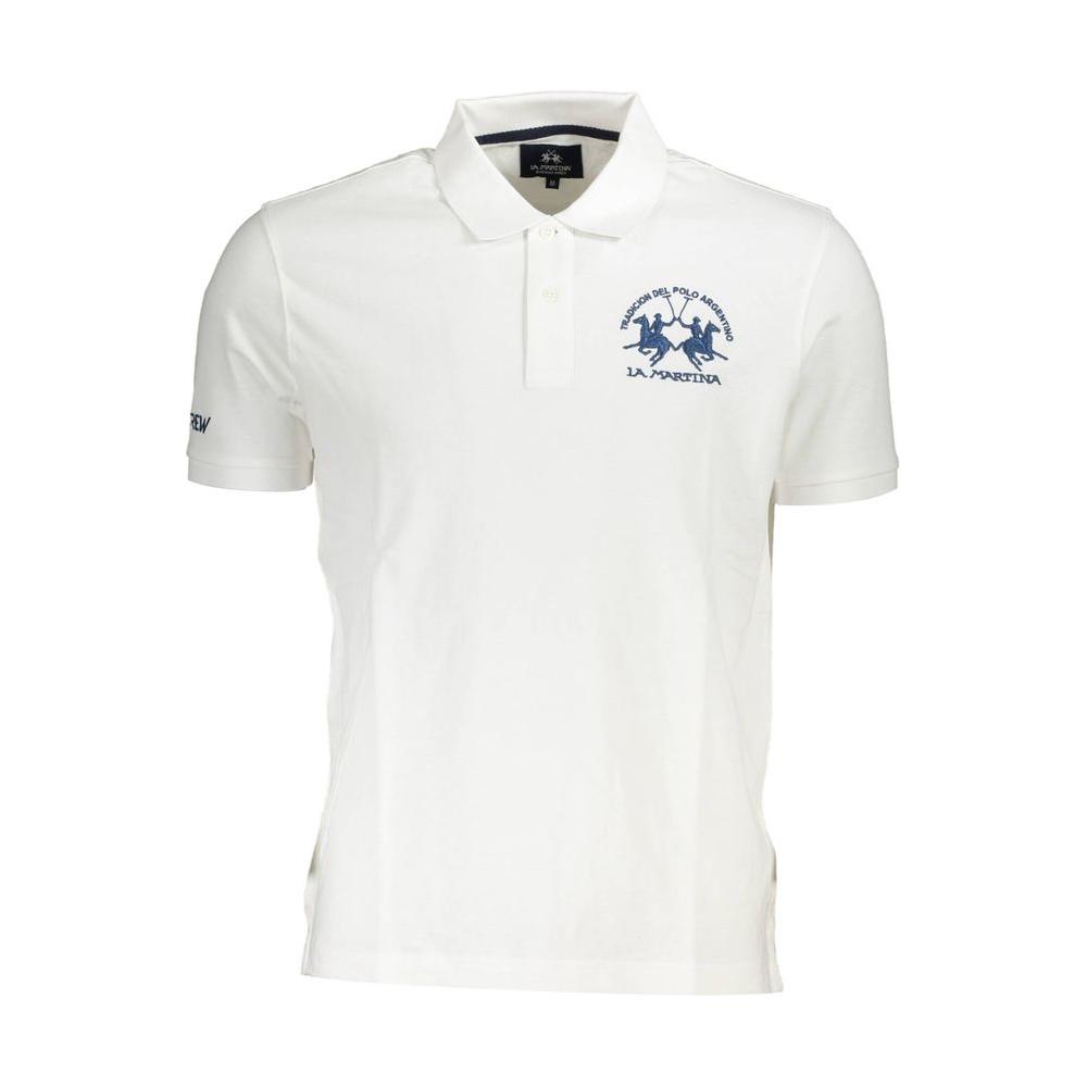 Elegant White Cotton Polo Shirt