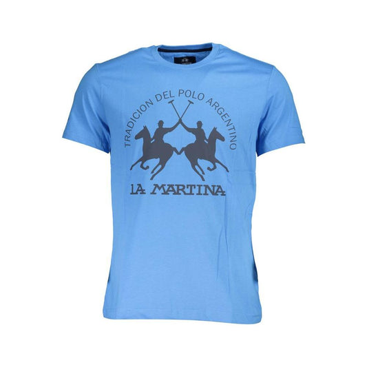 Regal Blue Cotton Tee with Classic Print La Martina