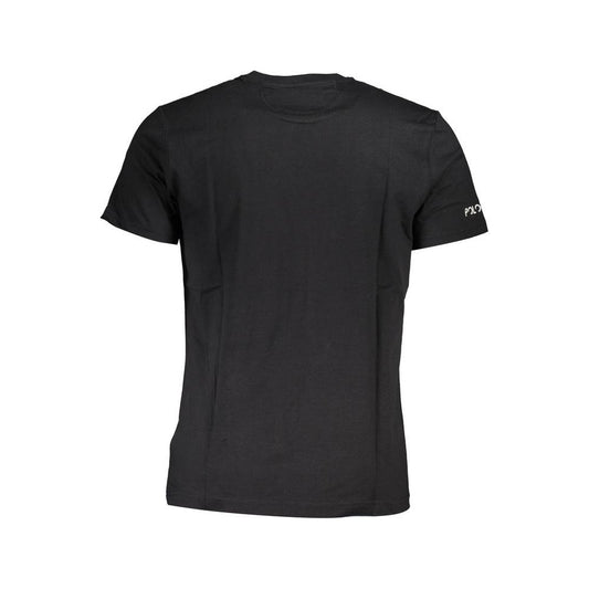 Elegant Black Cotton Tee with Iconic Print La Martina