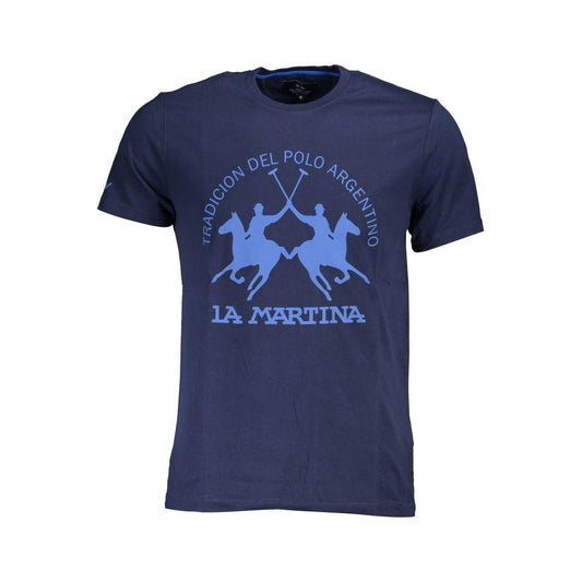 Elegant Blue Cotton Tee with Chic Print La Martina