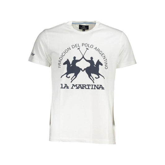 Elegant White Tee with Iconic Print La Martina