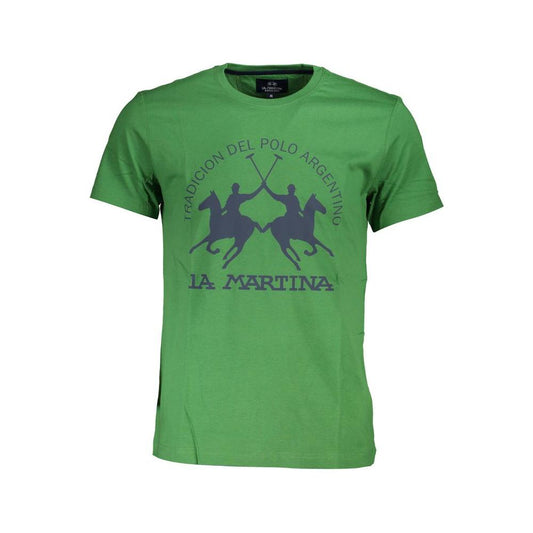 Elegant Green Cotton Tee with Iconic Print La Martina