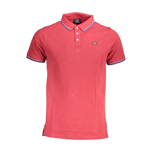 Chic Contrast Detail Red Polo Shirt