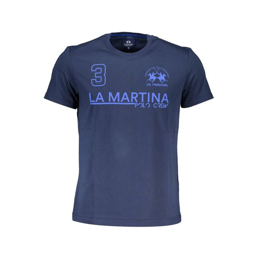 Elegant Blue Cotton Tee with Signature Print La Martina