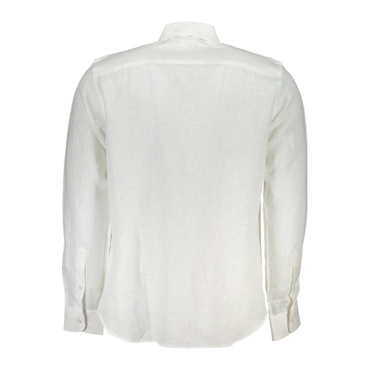 Elegant White Linen Long-Sleeved Shirt