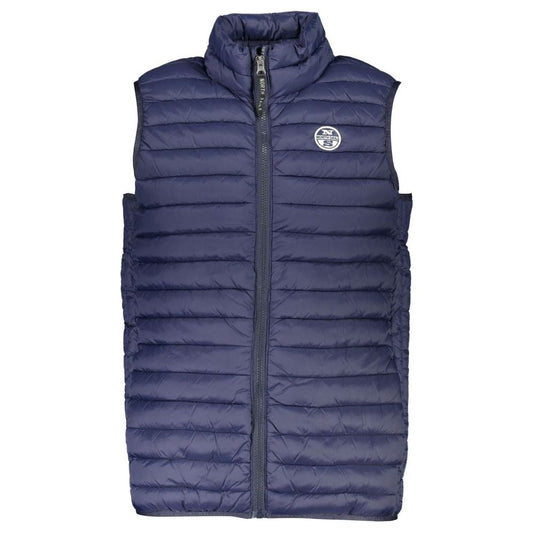 Sleek Sleeveless Zippered Vest in Blue