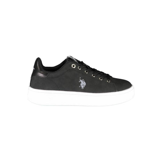 Chic Black Laced Sports Sneakers with Logo Detail