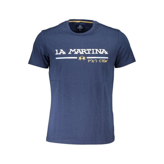 Elegant Blue Cotton Tee with Iconic Emblem La Martina