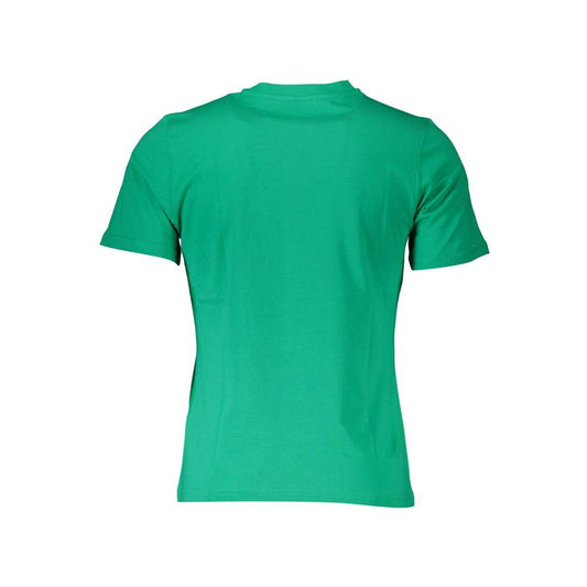 Green Cotton Logo Tee with Round Neck