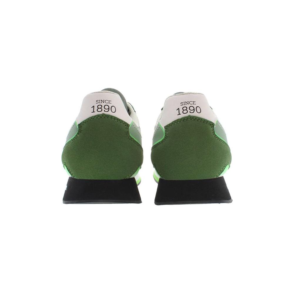 Sleek Green Sneakers with Iconic Logo Accents