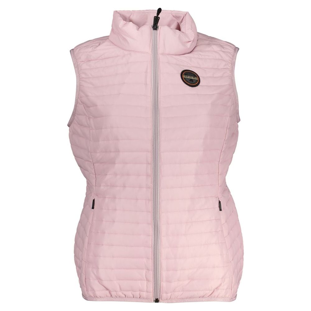 Sleeveless Pink Contrast Detail Jacket