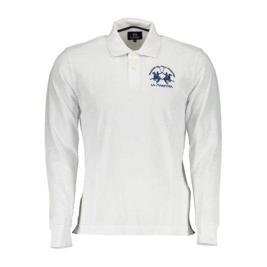 Elegant White Long-Sleeved Polo Shirt