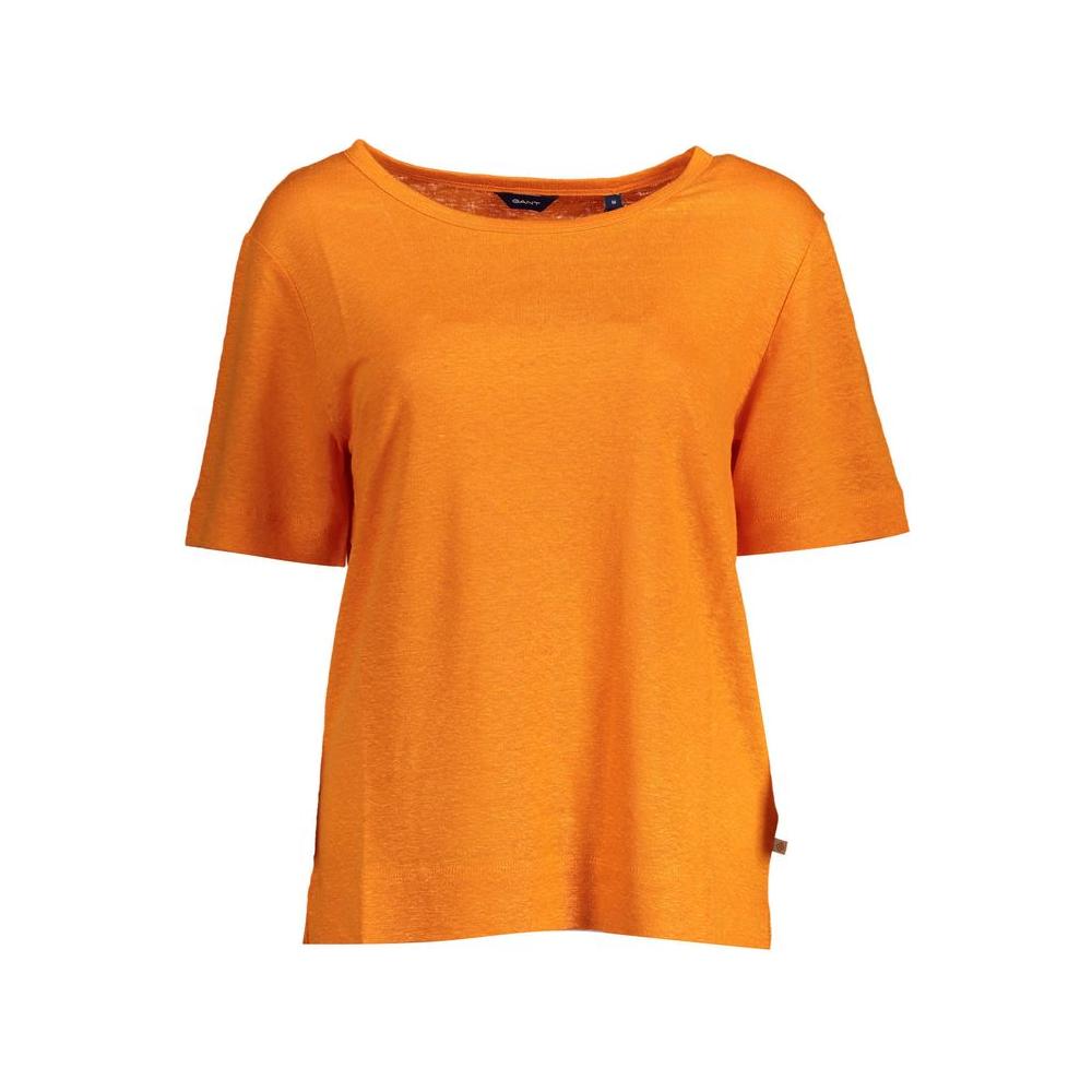 Elegant Linen Tee with Wide Neckline