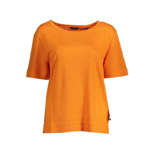 Elegant Linen Tee with Wide Neckline Gant