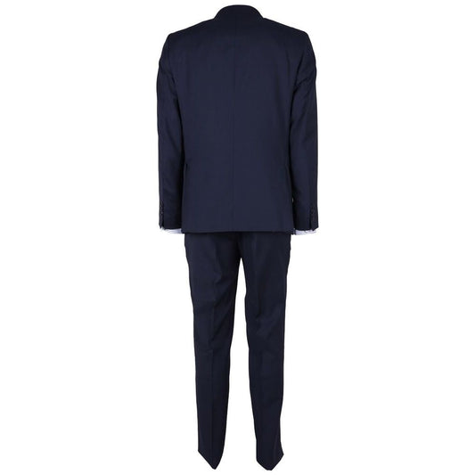 Sleek Sapphire Wool Men's Suit Made in Italy