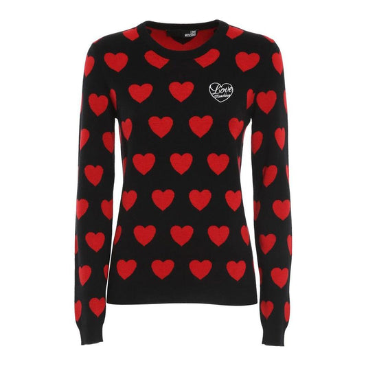 Love Moschino Chic Black Heart Pattern Sweater Love Moschino