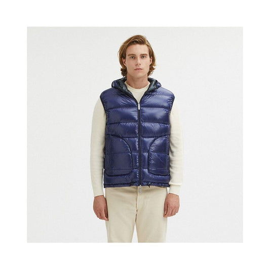 Reversible Centogrammi Hooded Vest in Blue/Grey Centogrammi