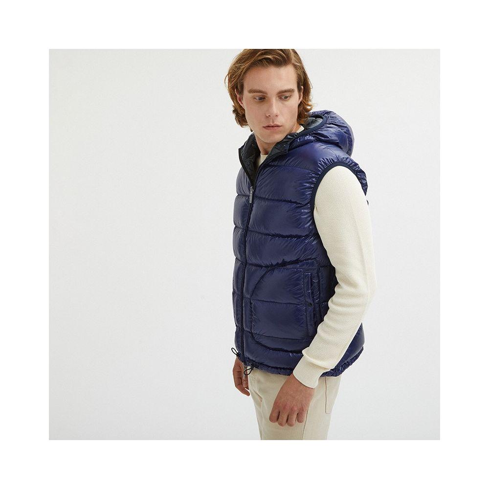 Reversible Centogrammi Hooded Vest in Blue/Grey