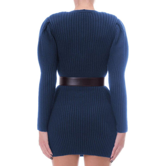 Elegant Long-Sleeved Knit Dress with Belt