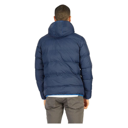 Elegant Blue High-Collar Men's Puffer Jacket