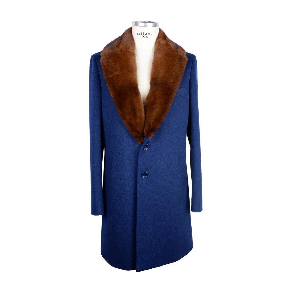 Elegant Virgin Wool Coat with Mink Fur