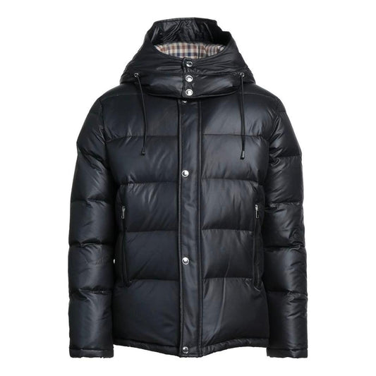 Aquascutum Elegant Black Padded Jacket with Removable Hood Aquascutum