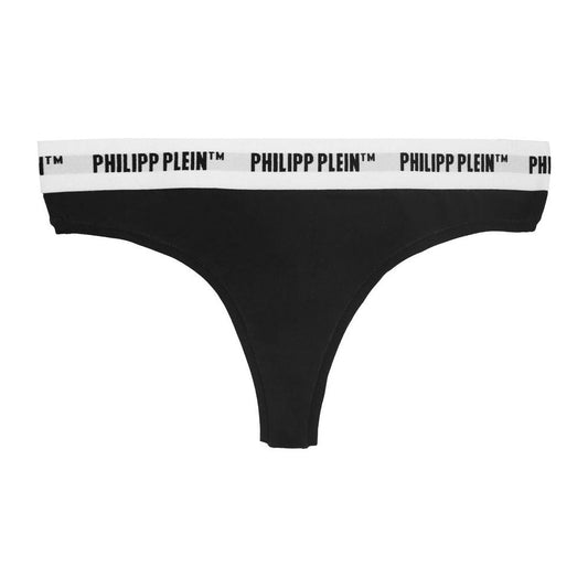 Chic Black Logo Elastic Thongs Twin-Pack