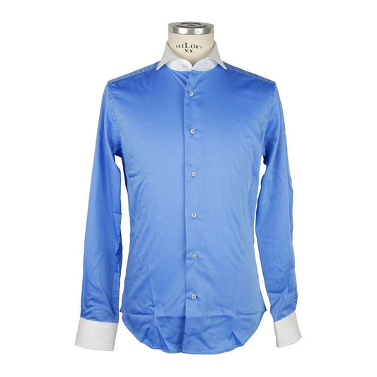 Elegant Contrast Collar Cotton Shirt Made in Italy