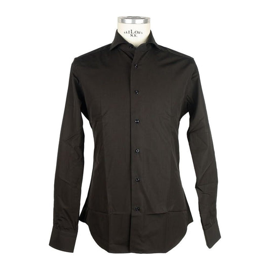 Sleek Milano Cotton Men's Shirt in Black Made in Italy