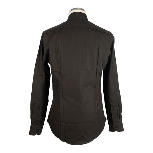 Sleek Milano Cotton Men's Shirt in Black Made in Italy