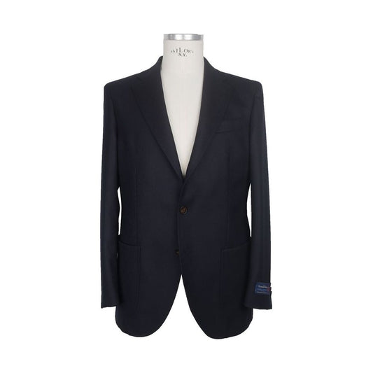 Elegant Dark Blue Italian Wool Jacket Made in Italy