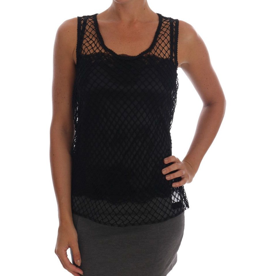 Elegant Black Lace Sleeveless Cami Blouse