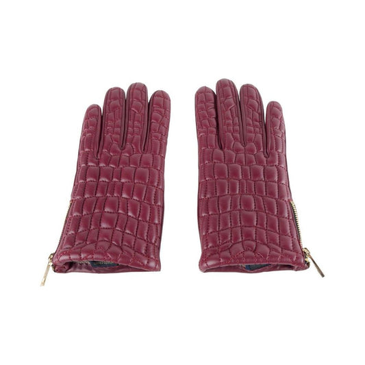 Cavalli Class Elegant Burgundy Lambskin Gloves Cavalli Class