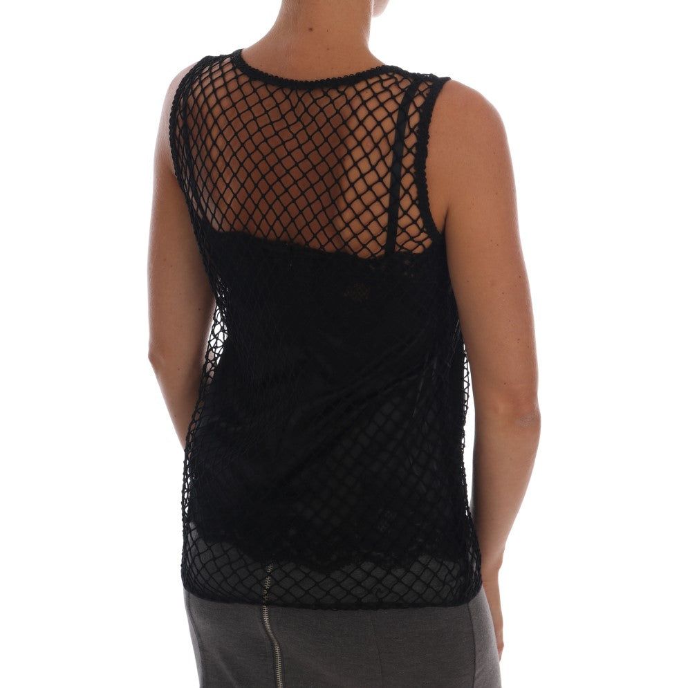 Elegant Black Lace Sleeveless Cami Blouse