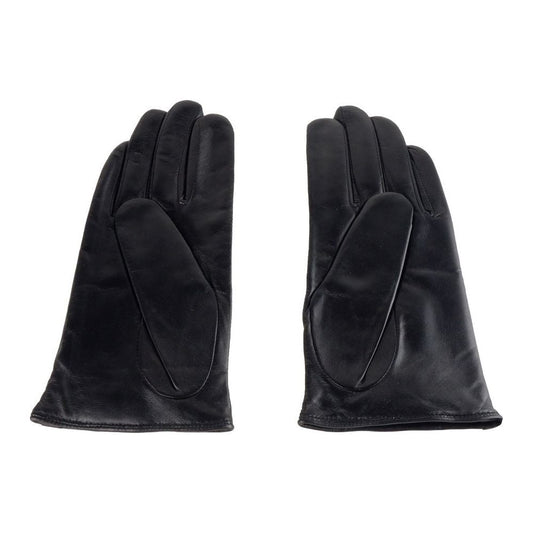 Elegant Black and Blue Lambskin Gloves