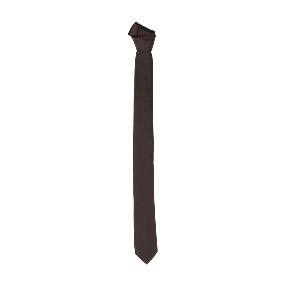 Emilio Romanelli Elegant Slim Brown Silk Tie Emilio Romanelli