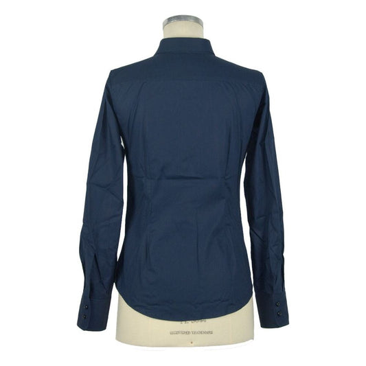 Elegant Slim Fit Blue Blouse Made in Italy