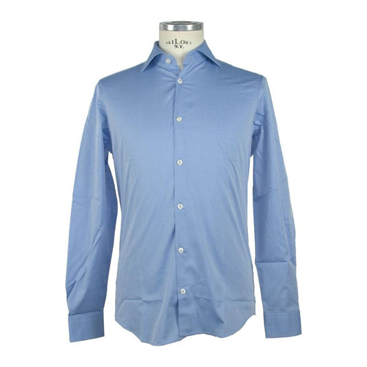 Elegance Unleashed Light Blue Cotton Shirt Made in Italy