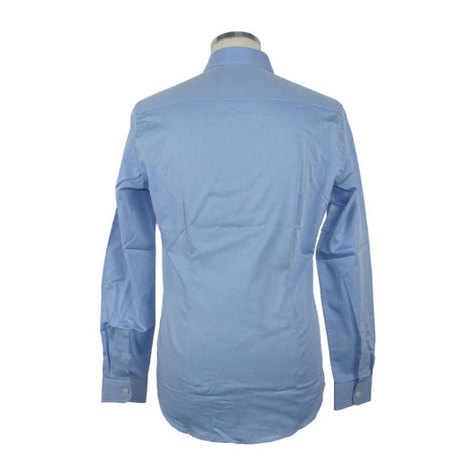 Elegance Unleashed Light Blue Cotton Shirt Made in Italy