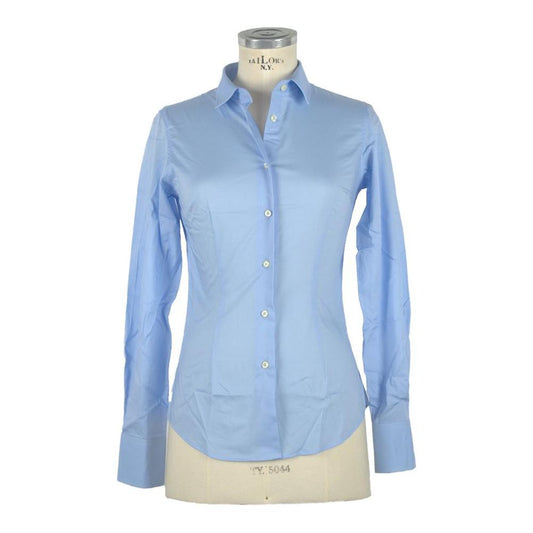 Elegant Light Blue Slim Fit Blouse Made in Italy