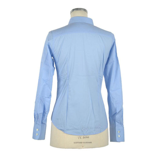 Elegant Light Blue Slim Fit Blouse Made in Italy