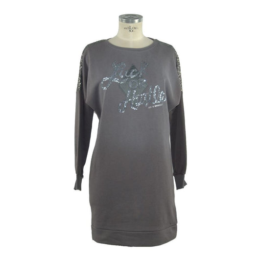 Imperfect Chic Long Sleeve Sweatshirt Dress in Gray Imperfect