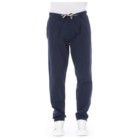 Elegant Blue Cotton Chino Trousers