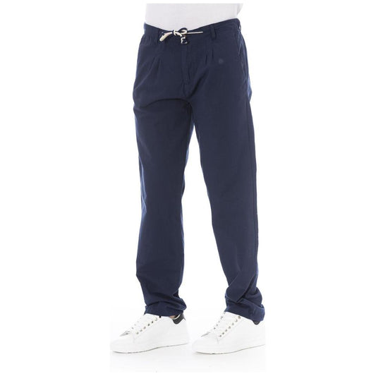 Elegant Blue Cotton Chino Trousers