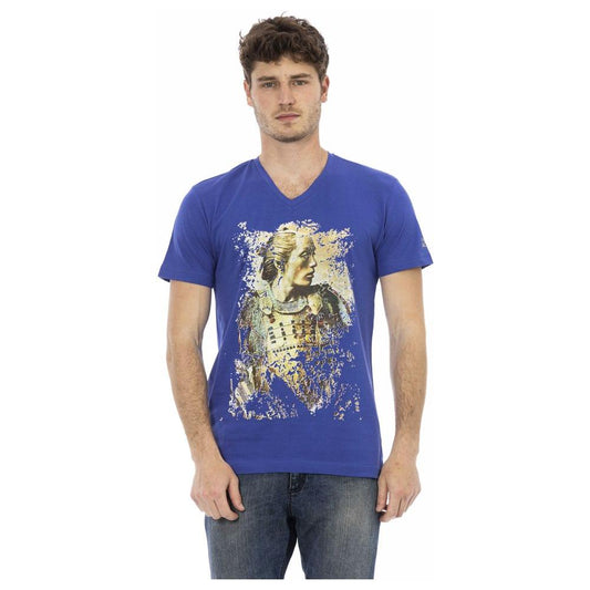 Trussardi Action Elegant V-Neck Tee with Chic Front Print Trussardi Action