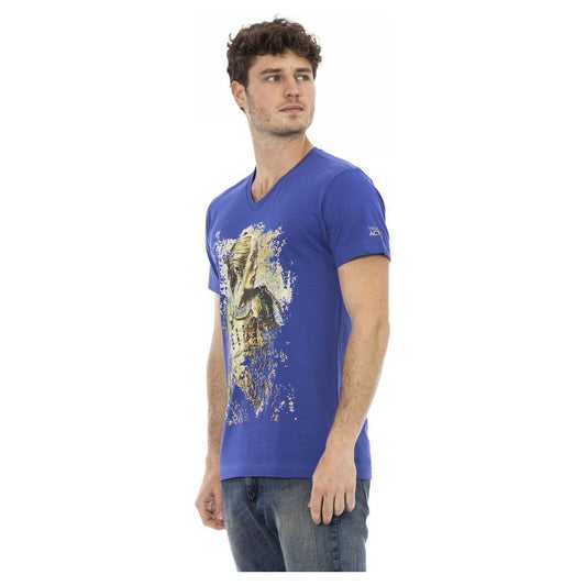 Trussardi Action Elegant V-Neck Tee with Chic Front Print Trussardi Action